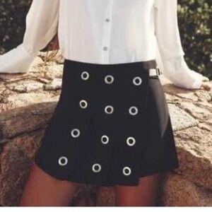 Zara Black Mini Skirt with Eyelet Accents